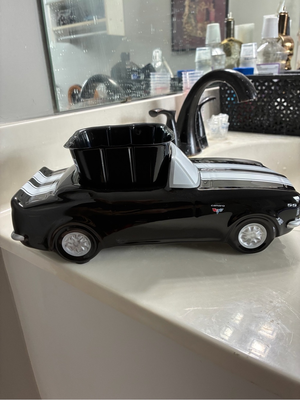 VINTAGE 1967 Chevrolet Camaro SS Convertible Ceramic Planter - Black / White